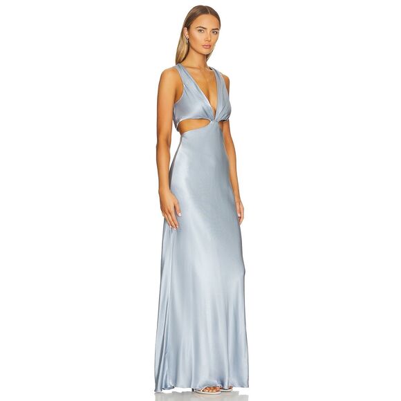 Shona Joy La Lune Plunged Cut Out Maxi Dress in Powder Blue US6 $360 - Picture 2 of 9